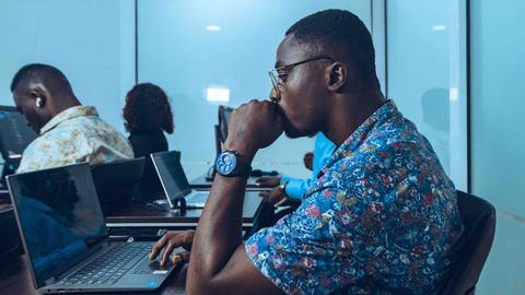 A man working on a laptop