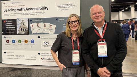 Presenters from HWP in front of poster at Educause 2026