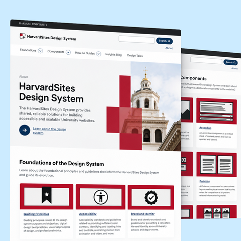 HarvardSites Design System screens