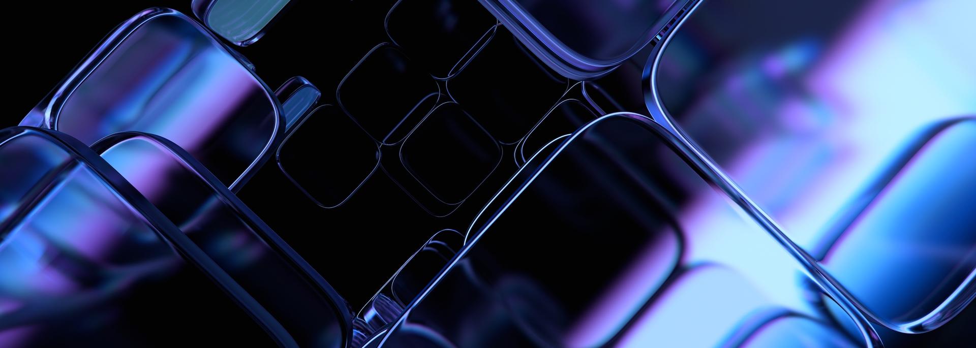 AI-generated image of glass tiles overlapping