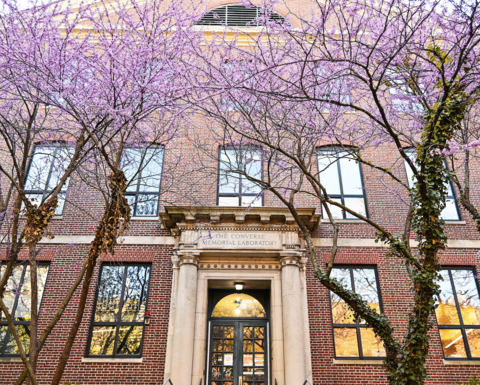 the facade of a Harvard building